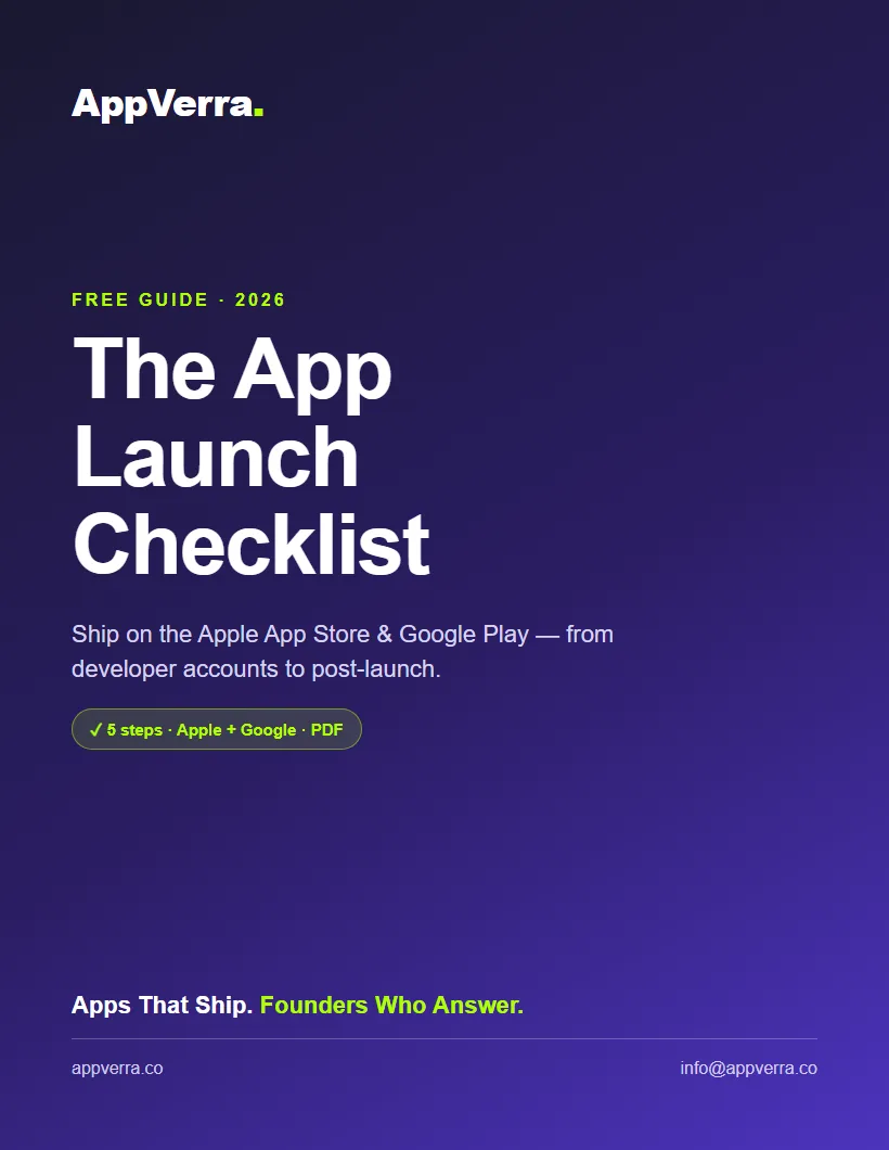 AppVerra App Launch Checklist — free 2026 PDF guide for the Apple App Store and Google Play